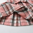 thumbnail image 5 of Baby Girl Clothes Ruffles Plaid Long Sleeve Dress with Bow Headband Fall Winter Outfit Pink 3-6 Months, 5 of 6