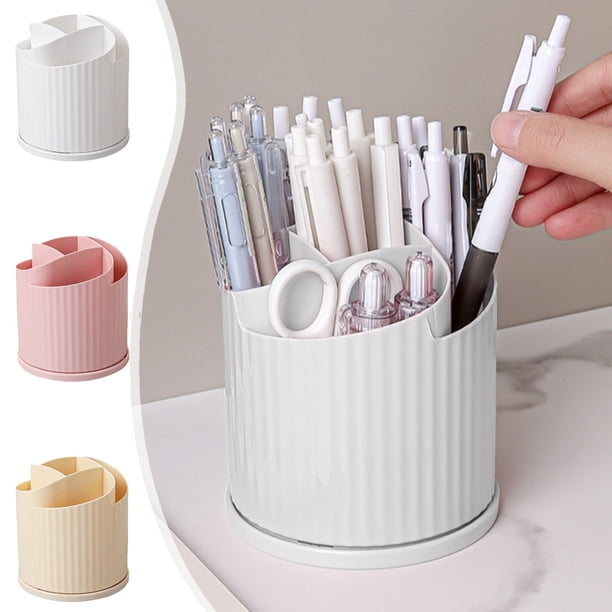 Organizador de escritorio | Caja de almacenamiento de cajones de plástico transparente - Soporte giratorio para maquillaje y cosméticos, diseño de varios compartimentos, perchero para bolígrafos y