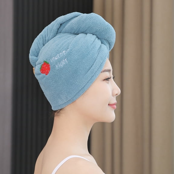 Thickened Quick-Drying Coral Fleece Hair Drying Cap, Shower Cap, Head Wrap, Towel - Green