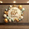 thumbnail image 5 of Golden Theme 65th Birthday Banner Festive Decoration Balloon Design Party Backdrop for Senior Celebration Event Indoor Setup, 5 of 7