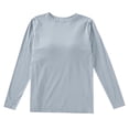 thumbnail image 3 of Trendfront Womens Long Sleeve Crop Top Crew Neck Fitted Stretch Double Layer Gym Workout Training Casual Athletic Tops, 3 of 6