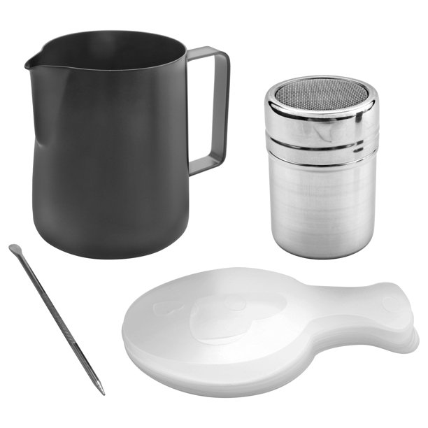 PCFVRKA Stainless Steel Milk Frothing Pitcher 12Oz Coffee Shaker Duster