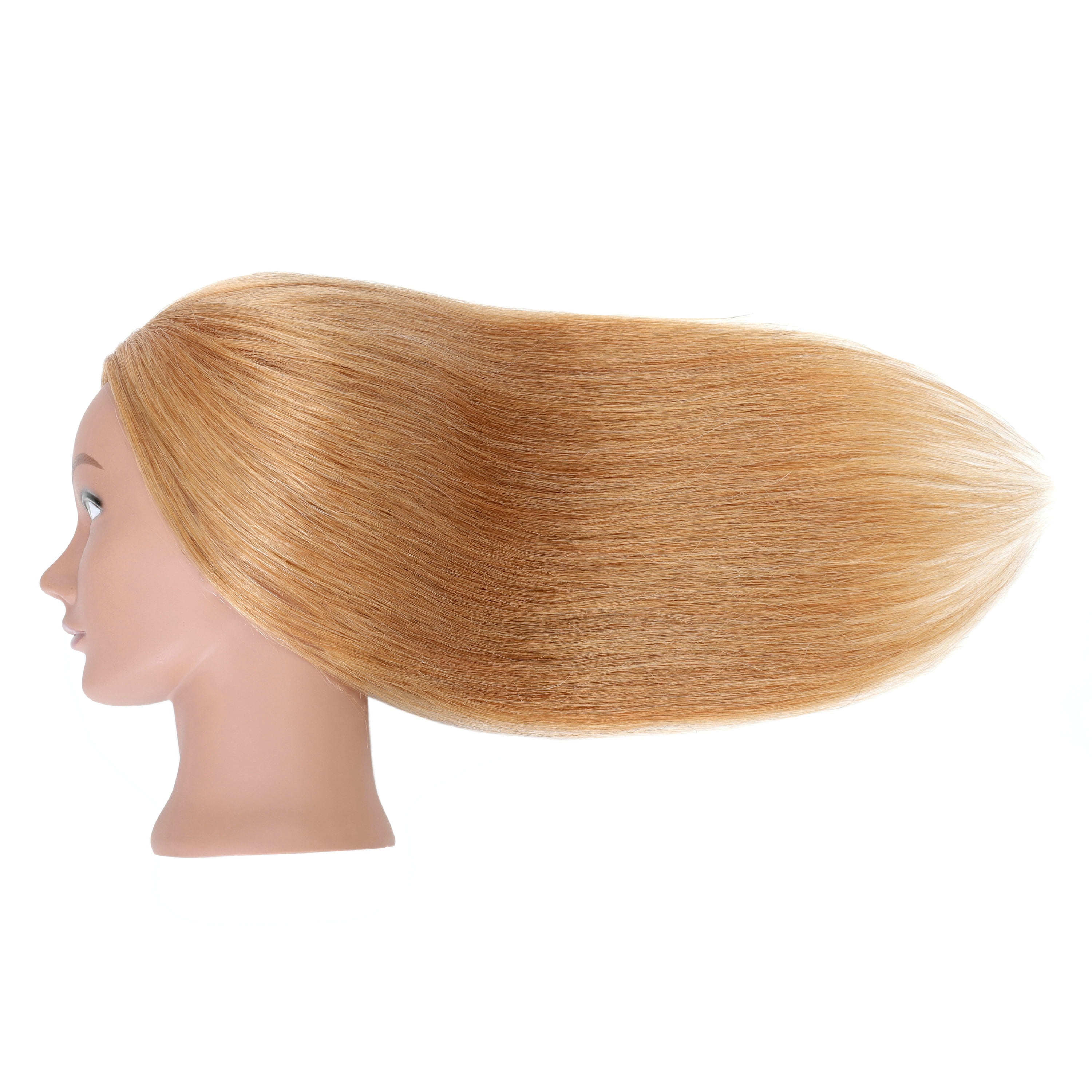 RYHAIR 22 inches Blonde 100% Human Hair Mannequin Head for Practice Bleaching Dyeing Styling Cosmetology Barber Training with Stand