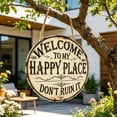 thumbnail image 4 of Linnome Iron Welcome Sign Round Metal Wall Hanging for Outdoor Courtyard Garden Kitchen Bar 11.81 Inch, 4 of 6