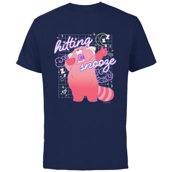 Disney and Pixar’s Turning Red Hitting Snooze - Short Sleeve Cotton T-Shirt for Adults - Customized-Athletic Navy