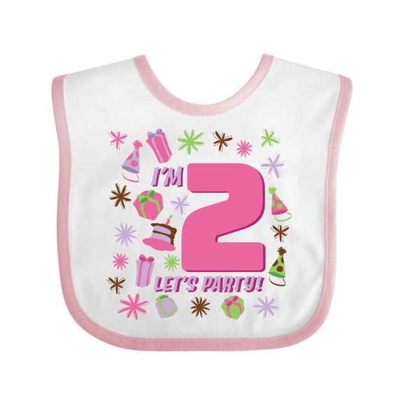 Inktastic I'm Two, Let's Party 2nd Birthday Girls Baby Bib