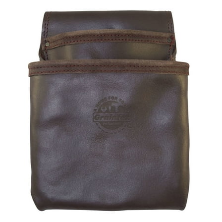 Graintex 2 Pocket Oil Tanned Nail & Tool Pouch Dark Brown Color for Constructor/Electrician/Plumber