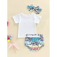 thumbnail image 4 of Bagilaanoe Toddler Baby Girl Boy 3 Pcs Clothes Sets Letter Printe Short Sleeve T-shirt Tops Shorts Headband, 4 of 9