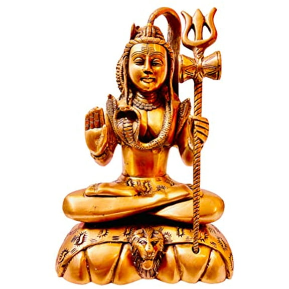 Shiva Brass Idol Statue Hindu God Shiv Sankara10 Inch Brass Shiva Statue for Home Temple Mandir Pooja Murti Decor Brass Shiva Statues Figurine Wedding Diwali Decoration Gift Handmade In India