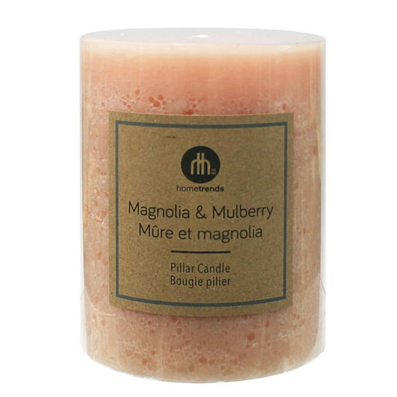 Hometrends 5" Magnolia & Mulberry Scented Pillar Candle, 4"Dia x 5"H