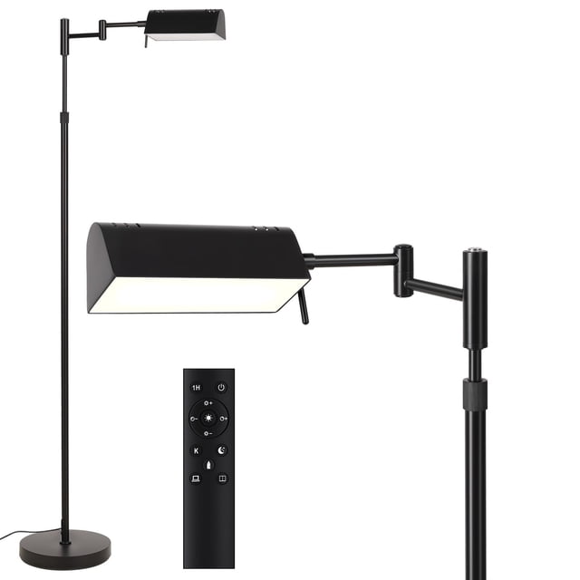 SUNMORY Dimmable LED Pharmacy Floor Lamp, 16W/1500LM Bright Reading Floor Lamp with Remote & Touch Control, 350°Swing Arm, Adjustable Task Craft