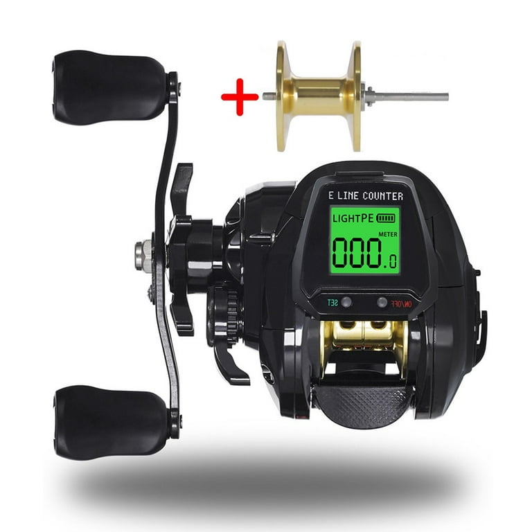 Digital Fishing Baitcasting Reel with Bite Alarm Depth Position with Spare  Spool 