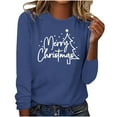 thumbnail image 1 of Timegard Hauts pour Femmes Joyeux Noël Imprimé Manches Longues Col Rond Chandail Décontracté Ample Confortable Automne, 1 of 4
