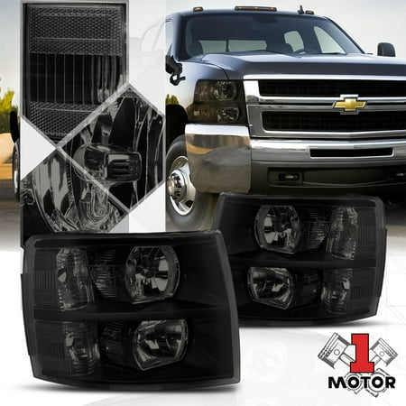 Black Housing Smoked Lens Headlight Clear Reflector For 07 14 Chevy Black Housing Smoked Lens Headlight Clear Reflector For 07 14 Chevy Silverado 08 09 10 11 12 13