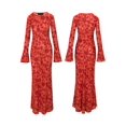 thumbnail image 4 of Women's Long Sleeve Flare Hem Maxi Party Dress, Red, L, 4 of 4