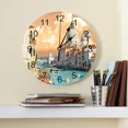 thumbnail image 2 of Venice Building Water Boat Sunset Round Wall Clock Hanging Silent Time Clock Home Interior Bedroom Living Room Office Decor（10 Inch）, 2 of 6