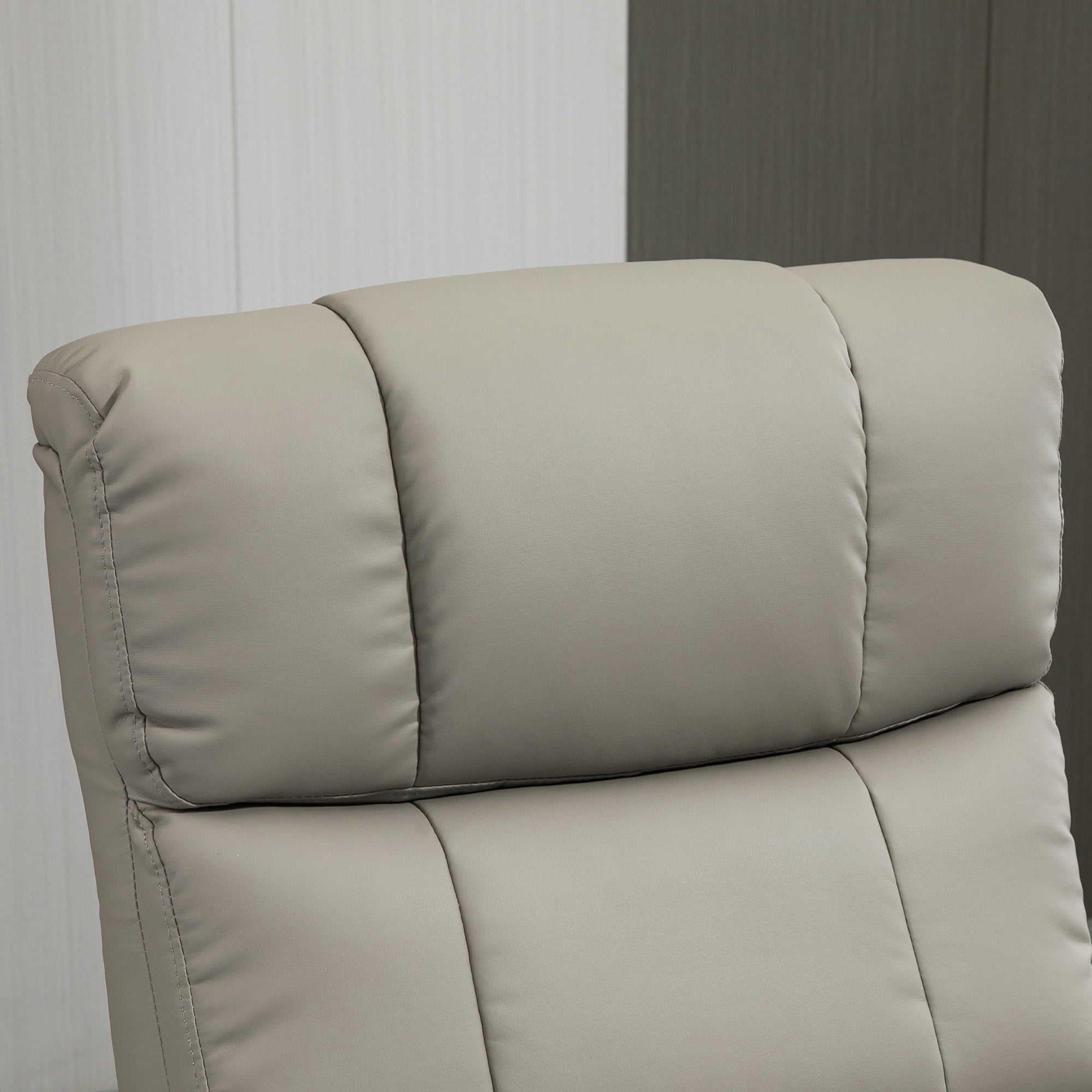 HOMCOM Massage Recliner Chair with Ottoman, Swivel Recliner and Footrest, Faux Leather Reclining Chair with Remote Control, 10 Vibration Point and Side Pocket, Gray