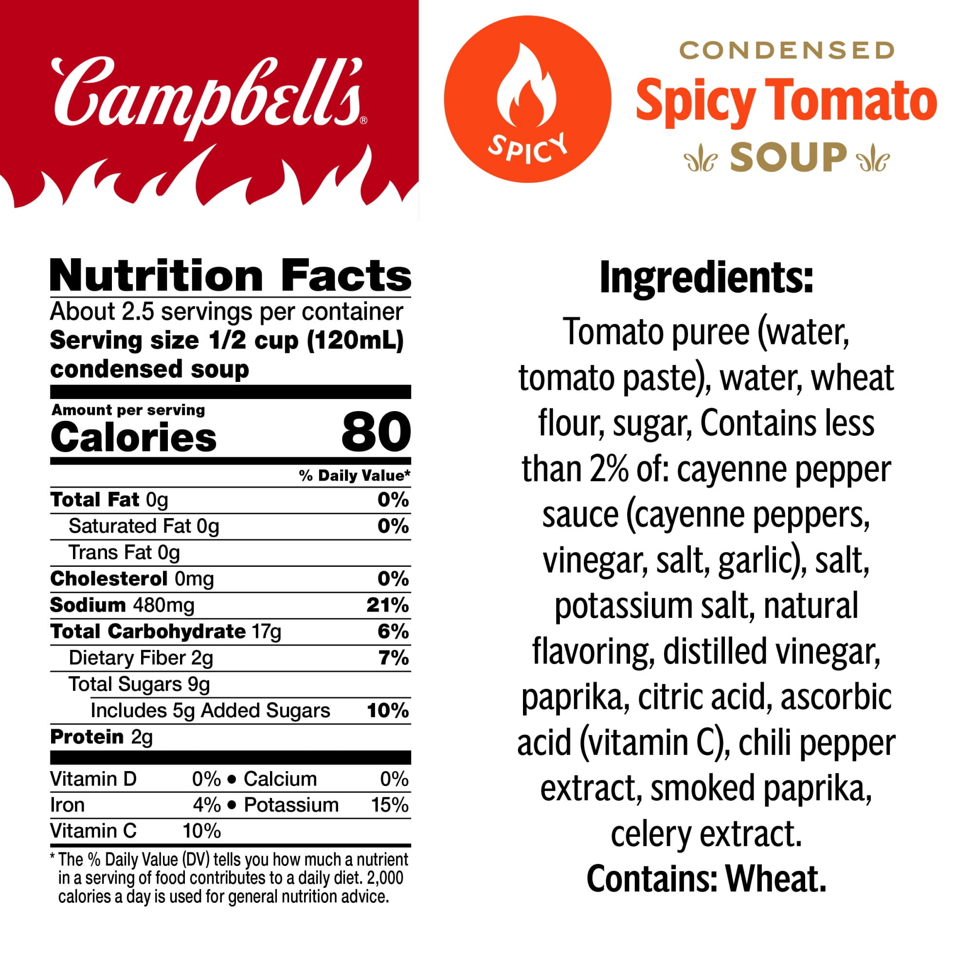 (4 pack) Campbell's Condensed Spicy Tomato Soup, 10.5 oz Can