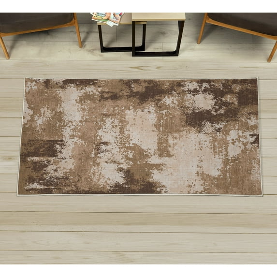 Modern Decorative Rug, Contemporary Themed Design Novelty Tones of Abstract Weathered Shapes, Quality Carpet for Bedroom Dorm and Living Room, 6 Sizes, Dark Mustard, by Ambesonne