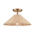 thumbnail image 1 of Rydell 14'' Wide 1-Light Semi Flush Mount - Brushed Gold and Rattan, 1 of 3