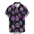 thumbnail image 2 of Gamivast Mens Hawaiian Shirts Short Sleeve Sparkling Easter Eggs Beach Shirts Lapel Collar Button Down Vacation Shirts Graphic Pattern Summer Party Soft, 2 of 4