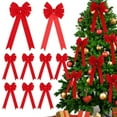 thumbnail image 2 of EWASWON Red Velvet Christmas Bows - 11.4" Hanging Velvet Bows for Christmas Tree, Wreath, Garland - Vintage Holiday Home Decor Ornaments, 2 of 6