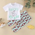 thumbnail image 2 of Otqutp Toddler Outfits Set for Party Boys Easter Cartoon Short Sleeve Rabbit Prints Tops Pants 2PCS Outfits Clothes Set for 0 to 24 Months, 2 of 8
