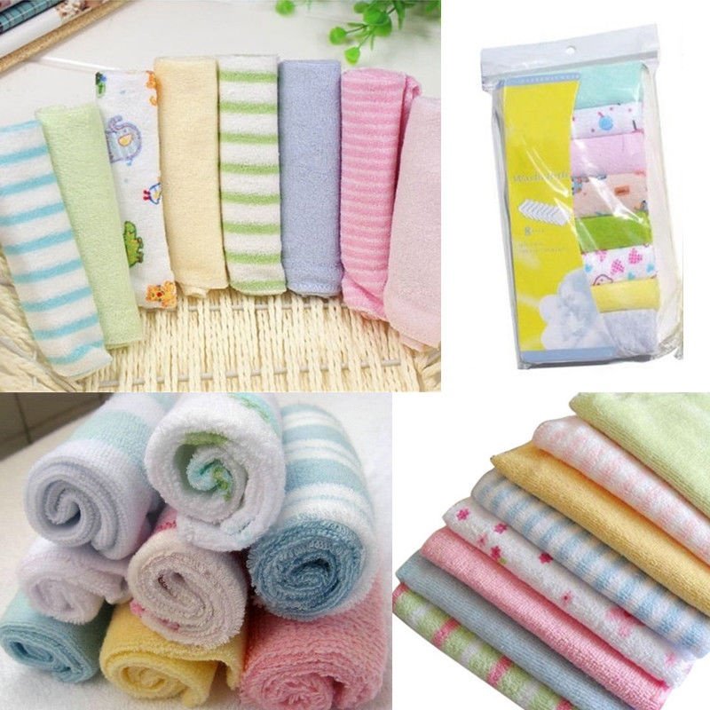 Baby Face Washers Hand Towels Cotton Wipe Wash Cloth 8pcs/Pack