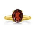 thumbnail image 2 of Gem Stone King 18K Yellow Gold Plated Silver Oval Red Garnet and White Moissanite Ring for Women | 3.68 Cttw | oval 11X9MM (Size 7), 2 of 3