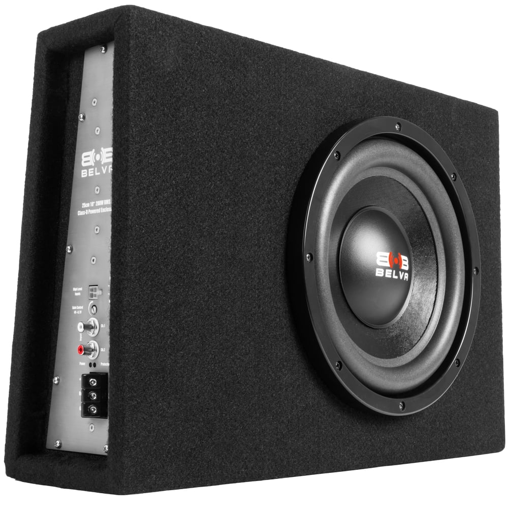 Belva BPKG10T 10" 600 Watt Shallow-Mount Angled Amplified Loaded Powered Subwoofer Enclosure