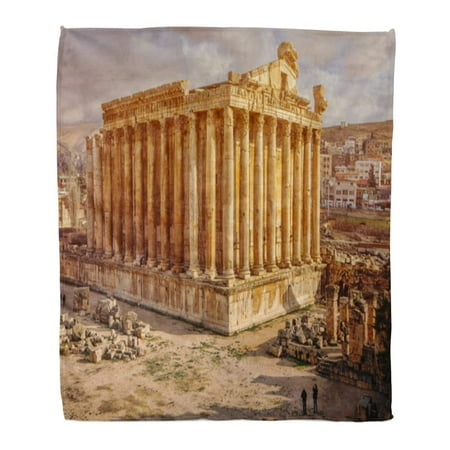 ASHLEIGH Flannel Throw Blanket Beautiful View Temple of Bacchus to Baalbek Beqaa Valley Heliopolis World Heritage Site is One The Best 50x60 Inch Lightweight Cozy Plush Fluffy Warm Fuzzy (Best World Heritage Sites)