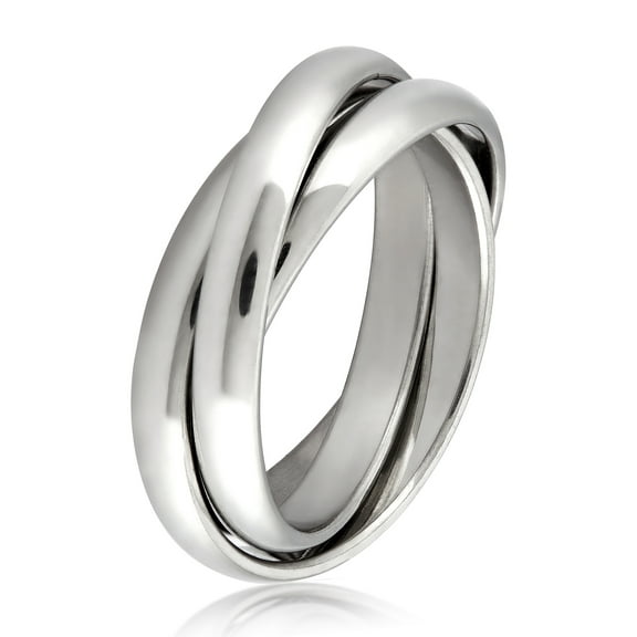 Coastal Jewelry Polished Intertwined Triple Stainless Steel Ring (9mm)