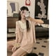 thumbnail image 5 of Conjunto de pijama de manga corta con encaje y flores para mujer, estilo retro de palacio de verano a la moda, para el hogar, 5 of 6