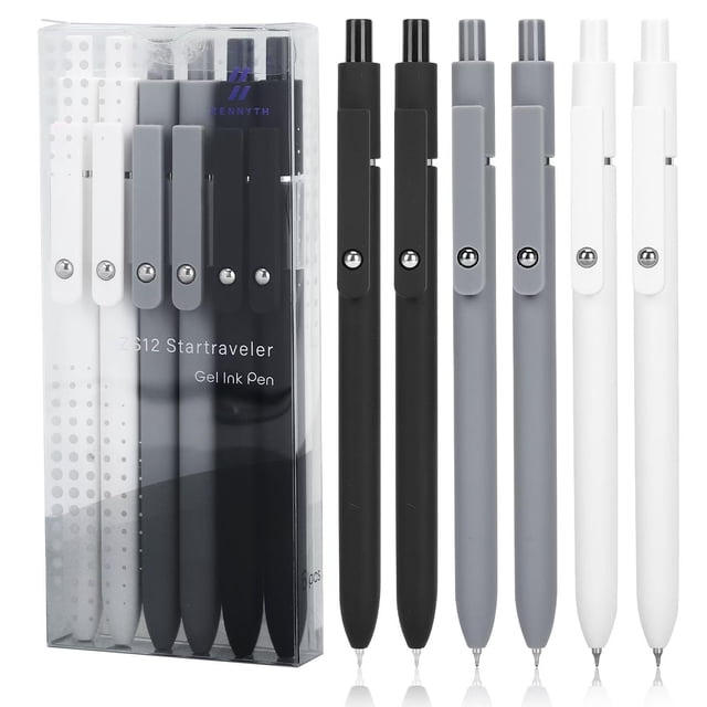 Bolígrafos de gel Ddaowanx, 0,5 mm, punta fina, tinta negra de secado rápido (6 unidades)