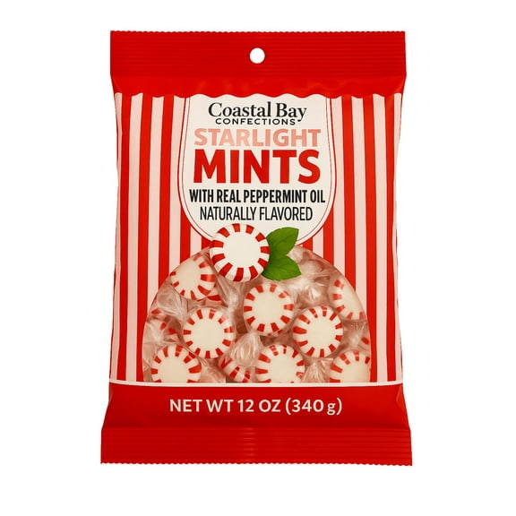 Coastal Bay Confections Peppermint Starlight Mints Hard Candy 12 oz Bag