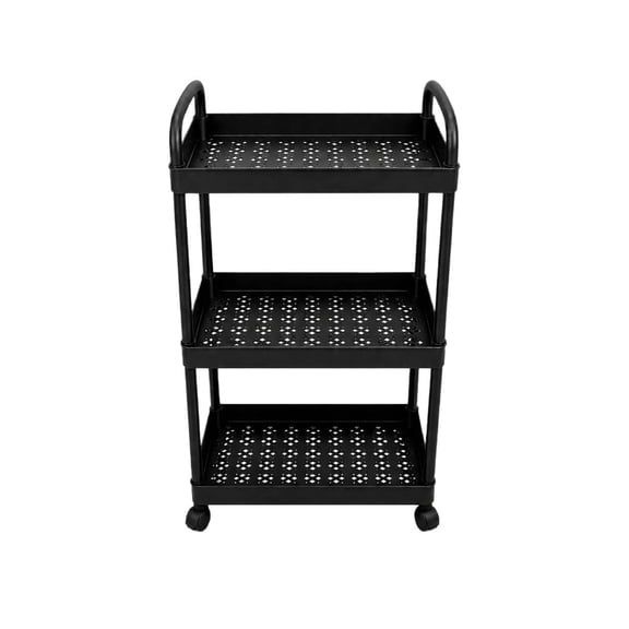 SHOPKING 3 Tier Plastic Storage Cabinet with Doors and Wheels, Stackable Organizer for Home, Bedroom and Bathroom