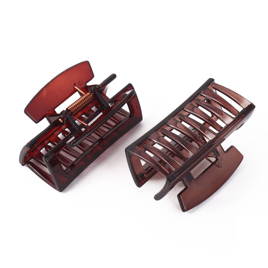 Lady Plastic Spring Loaded Ponytail Holder Hair Claw Clamp Light Brown