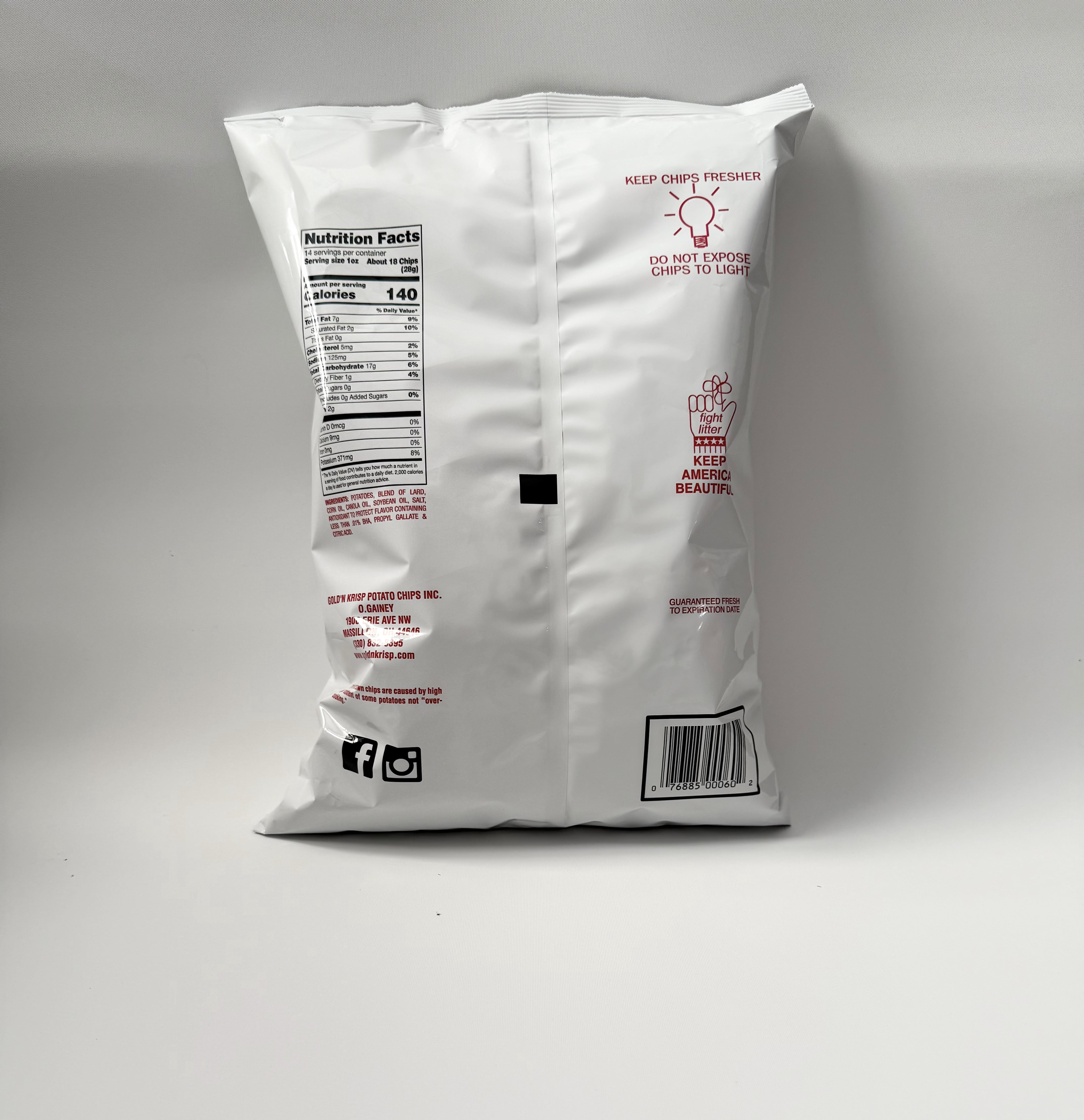 (4 pack) Gold'N Krisp Kettle Cooked Potato Chips, 14 Oz.