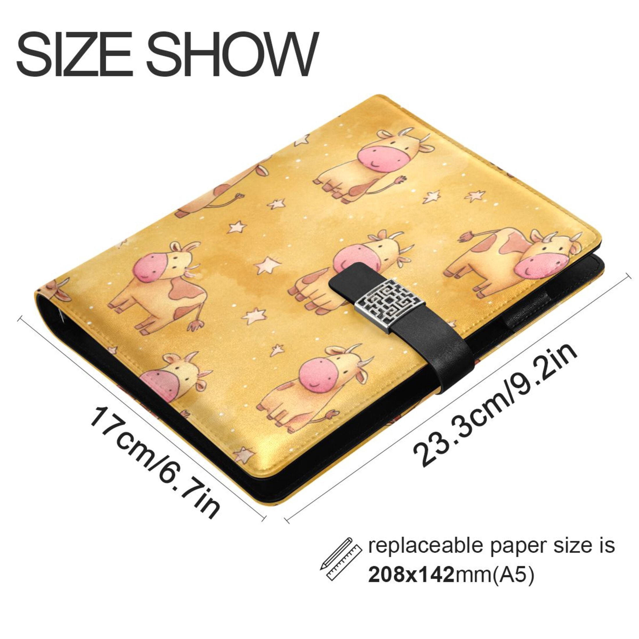 Leather Planner Leather Notebook Notebook Journal Binder Design Pen Pocket Design Convenient for Storage Yellow Cattle Seamless