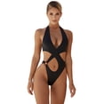 thumbnail image 1 of Traje de baño de una pieza ahuecado de color sólido sexy bikini estilo mujer, 1 of 5