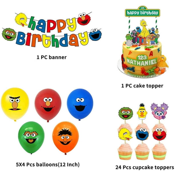 Fournitures et décorations de fête d'anniversaire Sesame Street 1er 2e deux  ans pour garçons et filles Décoration pour enfants Comprend des ballons  Bannière Cake Topper Favors - - 