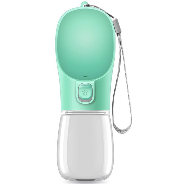 Muyoka Botella de agua portátil para mascotas Taza de agua para perros de 550 ml con alimentador para beber y cordón Dispensador de agua para perros de PC duradera Botella de agua de viaje para mascot Muyoka Hogar