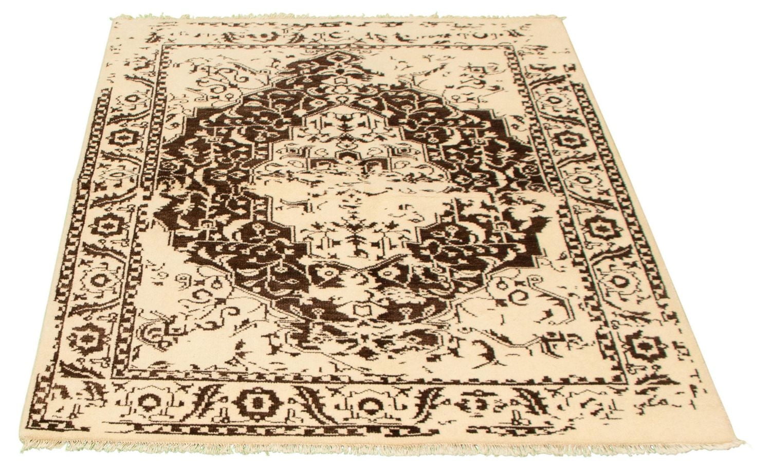 ECARPETGALLERY 5'5" x 7'6"  Transitional La Seda Hand-knotted Area Rug for Living Room, Dining Room and Bedroom in Ivory