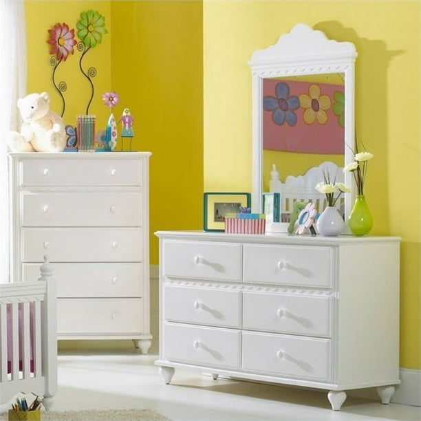 Rosebery Kids 6 Drawer Double Dresser, Little Girl Dresser With Mirror