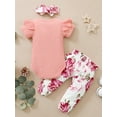 thumbnail image 3 of Dooleck Baby Clothes Ribbed Bodysuit Jogger Pants Female Infant Outfit Sleepwear, 3 of 6