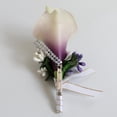 thumbnail image 3 of Planta de lirio de cala artificial con diamantes de imitación, boutonniere de flores artificiales, Púrpura claro, 3 of 6