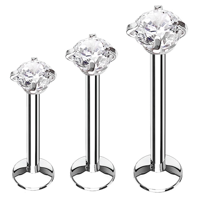BodyJ4You 3PC Labret Stud Tragus Earring Set 16G Surgical Steel CZ Crystal Helix Lip Monroe Cartilage