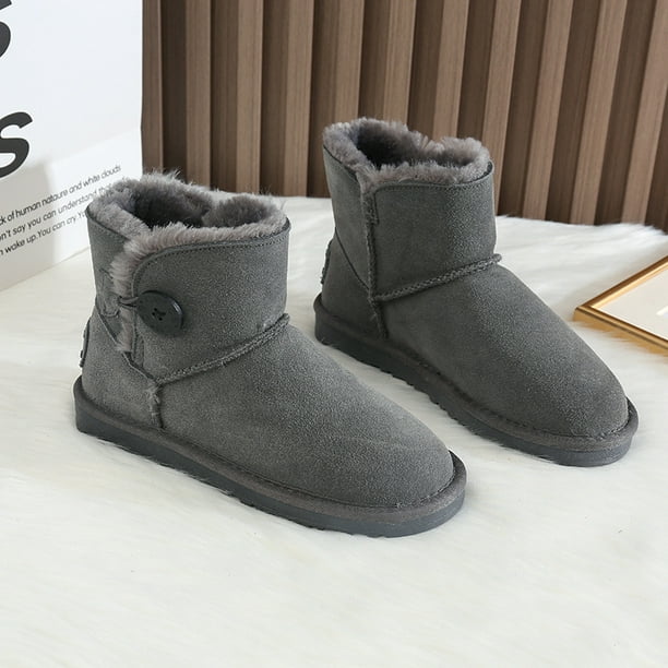 Botas térmicas para la nieve para mujer botines sin cordones con forro  polar de color liso calzado para mujer 