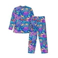 thumbnail image 2 of Kll Colorful Mushrooms Sleepwear Mens Flannel Pajamas,Long Cotton Pj Set, 2 of 9