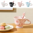 thumbnail image 7 of Sakura Flower Ceramic Mug with Spoon,15oz Coffee Cup,Perfect Mother's Day Gift for Mom,Floral Girly Breakfast Milk Oatmeal Cup,Cute Tea Cup for Her, 7 of 7